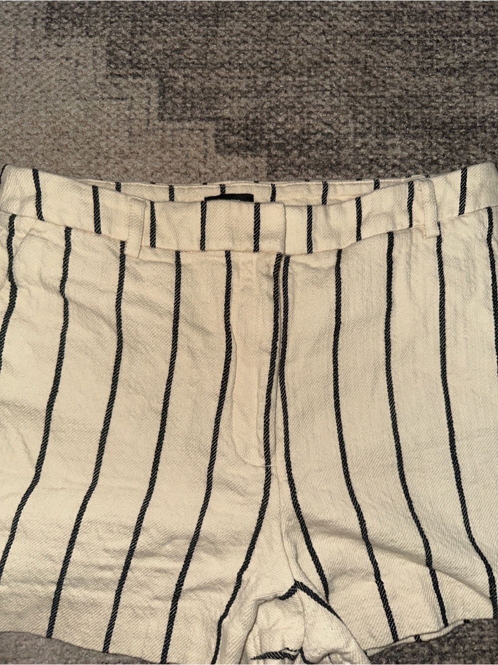 Women’s Cream Striped Casual Shorts - Picture 2 of 6